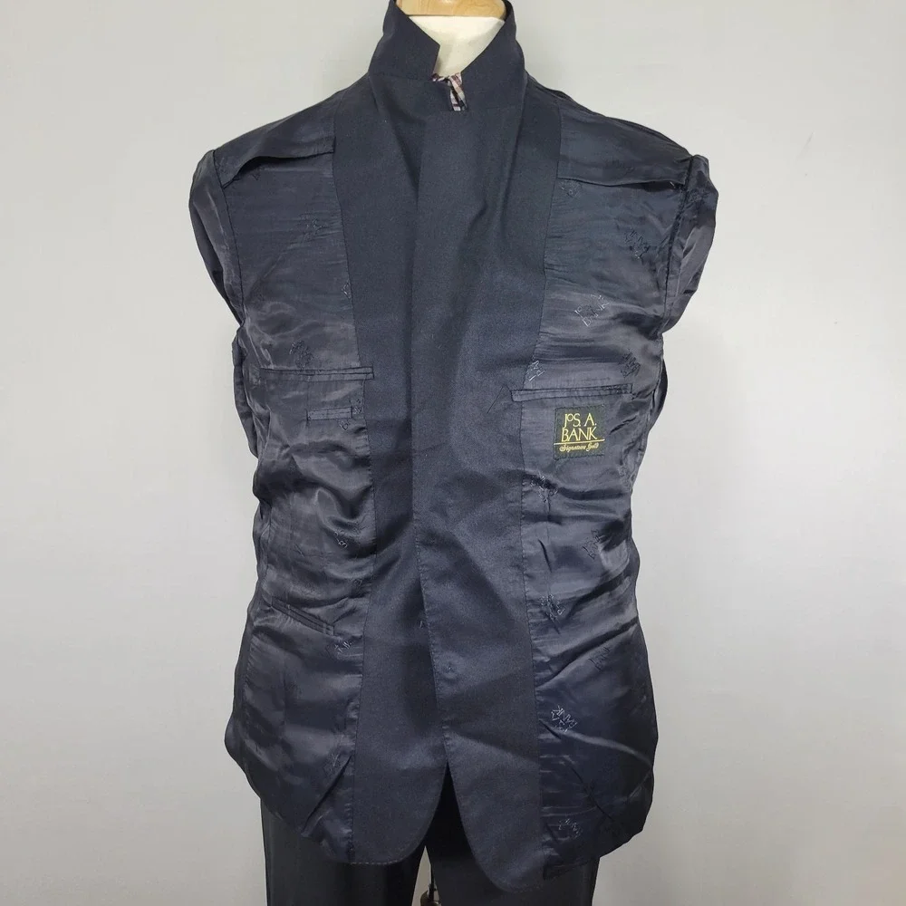 JOS A BANK 2B Signature Gold Men's Sport Coat Blazer Navy Silk Wool Cashmere 42S
